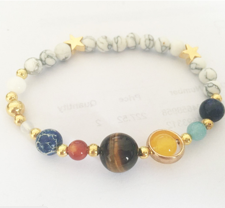 Handmade Solar System Bracelet Women Men Universe Galaxy Planets Beads charm Bracelets Fashion Jewelry