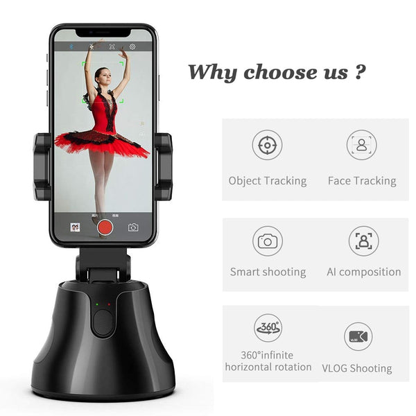 Auto Tracking Selfie Stand with Tripod, 360° Smart Shooting Phone Holder, Intelligent Auto Face Tracking