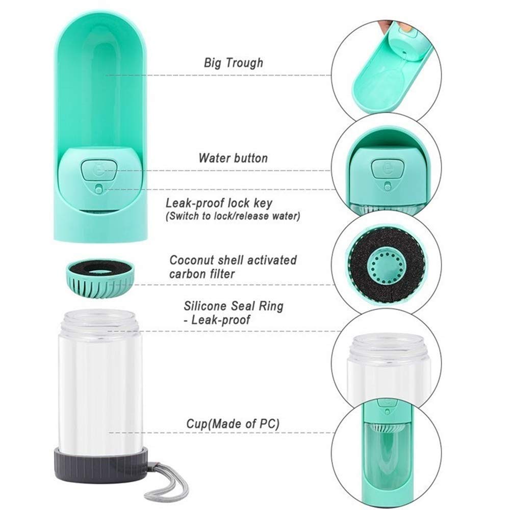 Portable Dog Water Bottle Drinking Bowls For Small Large Dogs Water Dispenser Activated Carbon Filter Pet Water Dog Bowl